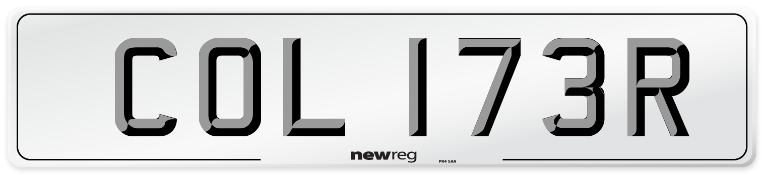 COL 173R Number Plate from New Reg